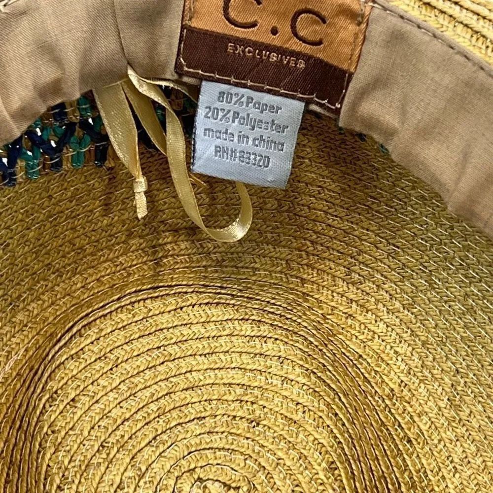 C.C Straw Fedora Hat With Color Confetti Band - Picture 8 of 8